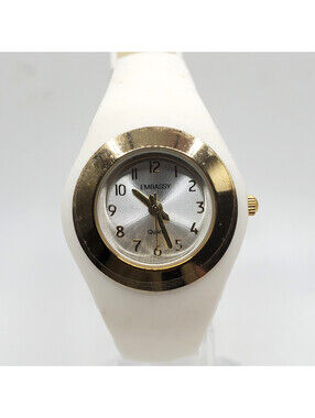 Embassy Quartz Womens Watch 30mm White/Gold Tone New Battery